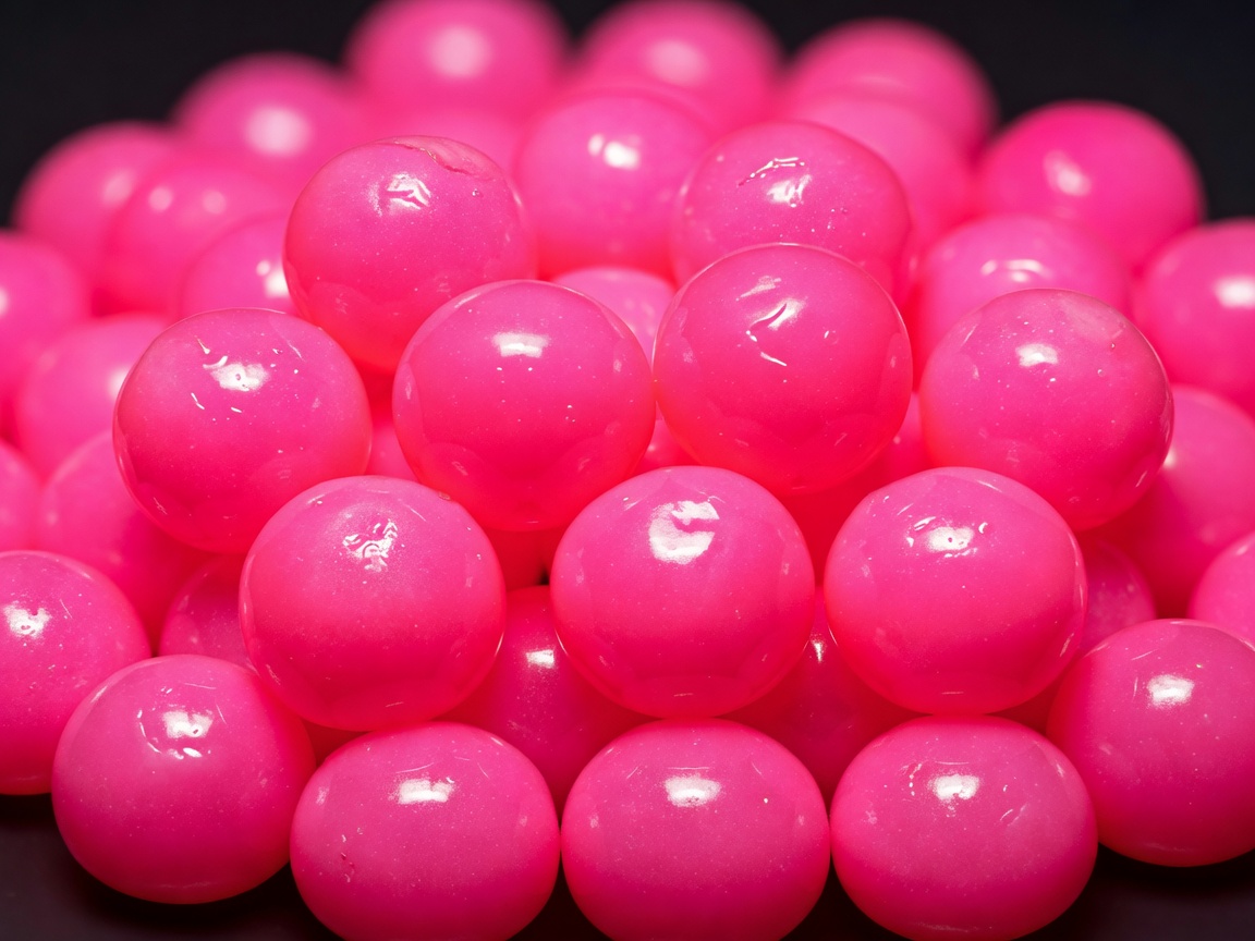 Vibrant neon pink candy drops close up